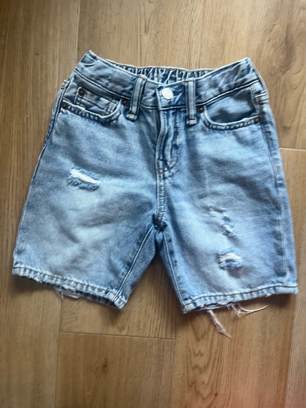 GAP Kids 90s Loose Light Blue Distressed Denim Shorts/Jorts